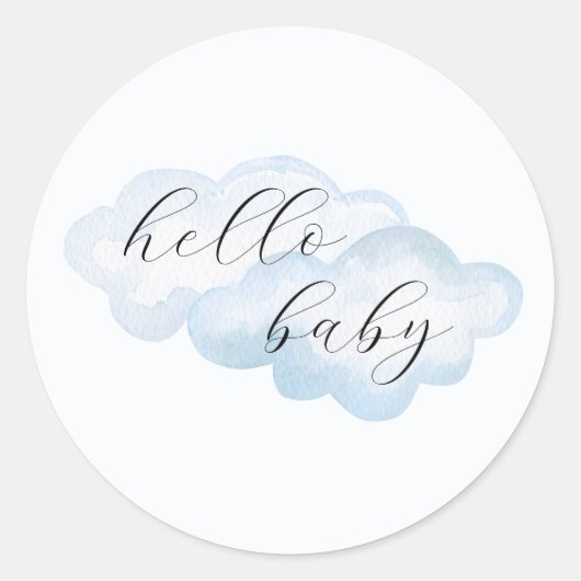 Waterverf Blue Cloud Baby shower Ronde Sticker (Voorkant)
