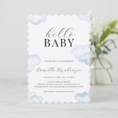 Waterverf Blue Cloud Baby shower-uitnodiging Kaart (Staand voorkant)