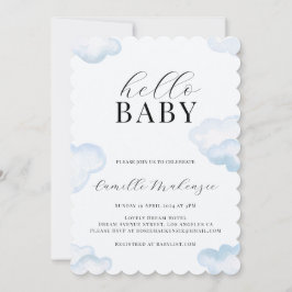 Waterverf Blue Cloud Baby shower-uitnodiging Kaart