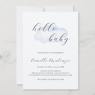 Waterverf Blue Cloud Baby shower-uitnodiging Kaart