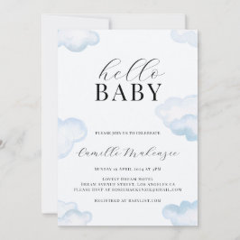 Waterverf Blue Cloud Baby shower-uitnodiging Kaart