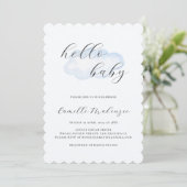 Waterverf Blue Cloud Baby shower-uitnodiging Kaart (Staand voorkant)