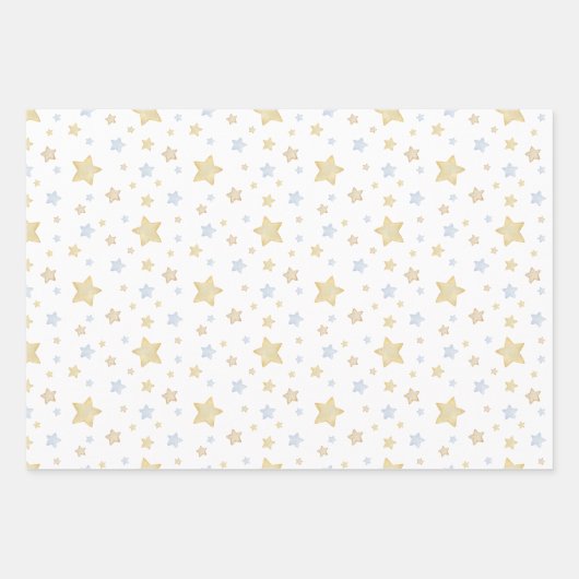 Waterverf Blue Clouds Sterren en Ballonnen Inpakpapier Vel (Voorkant 3)