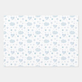 Waterverf Blue Clouds Sterren en Ballonnen Inpakpapier Vel (Voorkant 2)