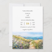 Waterverf Blue Coastal Meadow Art Beach Wedding Kaart (Voorkant)