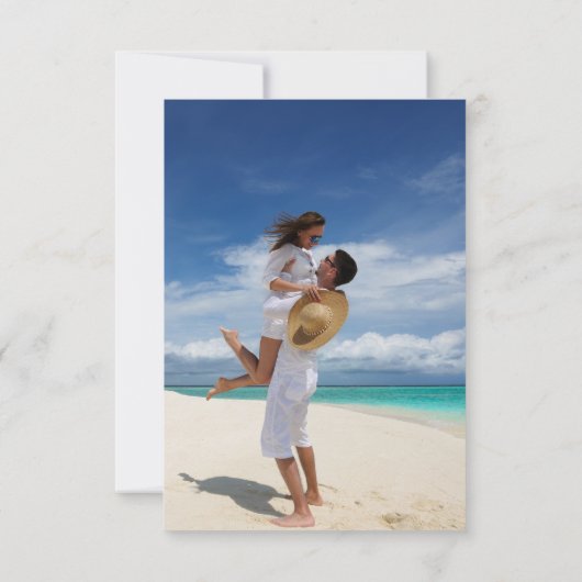 Waterverf Blue Coastal Seascape Trouwfoto Save The Date (Achterkant)