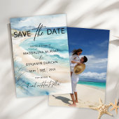 Waterverf Blue Coastal Seascape Trouwfoto Save The Date