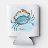 Waterverf Blue Crab Beach gepersonaliseerd Blikjeskoeler (Achterkant)