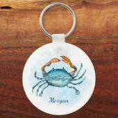 Waterverf Blue Crab Beach gepersonaliseerd Sleutelhanger (Achterkant)