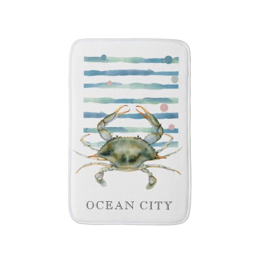 WATERVERF BLUE CRAB, BEACH TOWN, OCEAAN CITY BADMAT (Voorkant Verticaal)