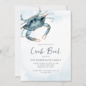 Waterverf Blue Crab Boil Party Kaart (Voorkant)
