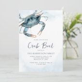 Waterverf Blue Crab Boil Party Kaart (Staand voorkant)