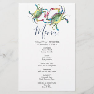 Waterverf Blue Crab Coastal Budget Menu