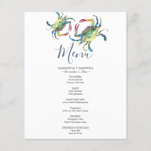 Waterverf Blue Crab Coastal Menu