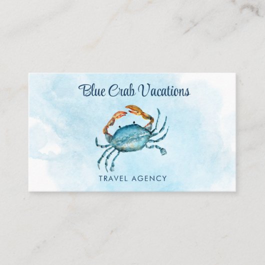 Waterverf Blue Crab Coastal Professional Visitekaartje (Voorkant)