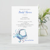 Waterverf Blue Crab Coastal Vrijgezellenfeest Kaart (Staand voorkant)