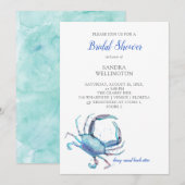 Waterverf Blue Crab Coastal Vrijgezellenfeest Kaart (Voorkant / Achterkant)