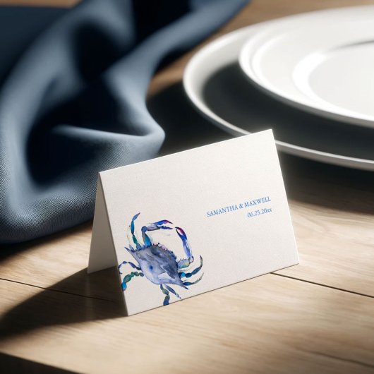 Waterverf Blue Crab Coastal Weduwkaart Plaatskaartje