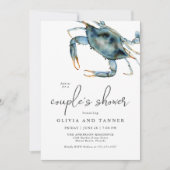 Waterverf Blue Crab Couple's Shower Kaart (Voorkant)