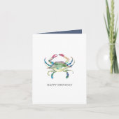 Waterverf Blue Crab Happy Birthday Wenskaart Feestdagen Kaart (Voorkant)
