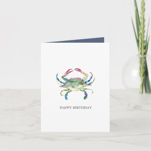 Waterverf Blue Crab Happy Birthday Wenskaart Feestdagen Kaart (Voorkant)