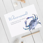 Waterverf Blue Crab Moving Announcement Briefkaart<br><div class="desc">Levendige en kleurrijke krab nieuwe adresberichten maken vrienden en familie op de hoogte van je nieuwe thuis. Het ontwerp bevat een replica van mijn oorspronkelijke hand geschilderde waterverf krab in tinten blauw. Uw douaneaankondiging (getoond met "wij hebben bewogen"), jouw naam(s) en verandering van adresdetails worden geplaatst in een hand letterde...</div>