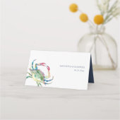 Waterverf Blue Crab Place Cards - Strandbruiloft Plaatskaartje (Achterkant)
