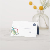 Waterverf Blue Crab Place Cards - Strandbruiloft Plaatskaartje (Voorkant)