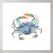 Waterverf Blue Crab Poster (Voorkant)