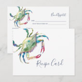 Waterverf Blue Crab Recipcard Feestdagenkaart (Voorkant / Achterkant)