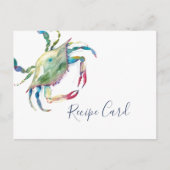 Waterverf Blue Crab Recipcard Feestdagenkaart (Voorkant)