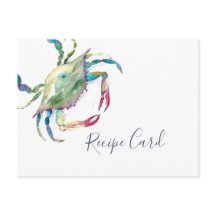 Waterverf Blue Crab Recipcard