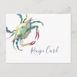 Waterverf Blue Crab Recipcard Feestdagenkaart