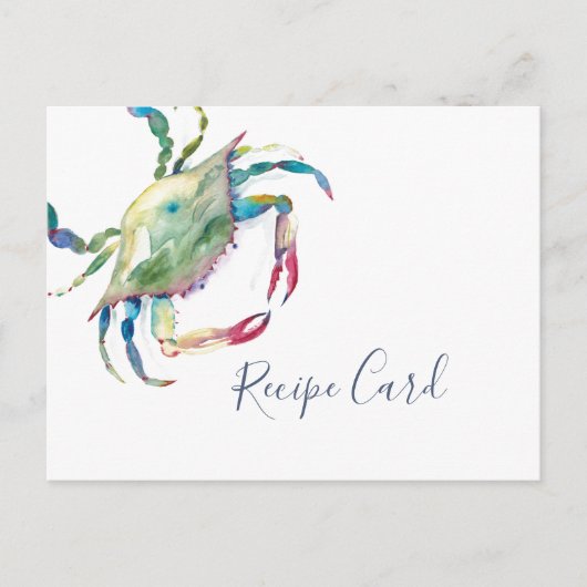Waterverf Blue Crab Recipcard Feestdagenkaart (Voorkant)