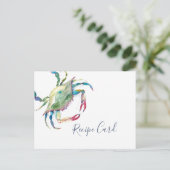 Waterverf Blue Crab Recipcard Feestdagenkaart (Staand voorkant)