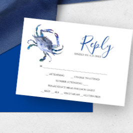 Waterverf Blue Crab Reply RSVP-kaarten RSVP Kaartje
