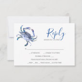 Waterverf Blue Crab Reply RSVP-kaarten RSVP Kaartje (Voorkant)