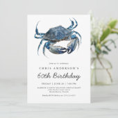 Waterverf Blue Crab Seafood 60th Birthday Kaart (Staand voorkant)