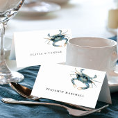 Waterverf Blue Crab Seafood Place Card Kaart