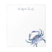 Waterverf Blue Crab - Speciaal ontwerp Notitieblok (Voorkant)