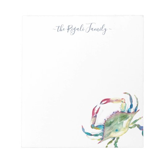 Waterverf Blue Crab - Speciaal ontwerp Notitieblok (Voorkant)