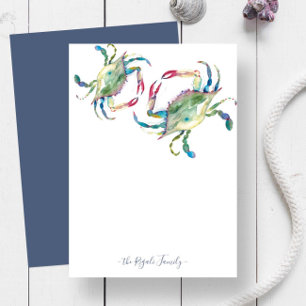 Waterverf Blue Crab - Speciaal ontwerp Notitiekaartje
