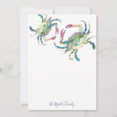 Waterverf Blue Crab - Speciaal ontwerp Notitiekaartje (Voorkant)