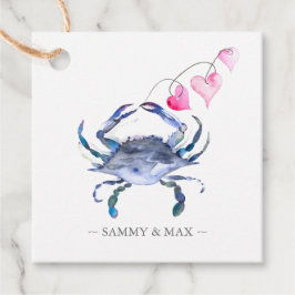 Waterverf Blue Crab Valentijnsdag Bedankjes Labels