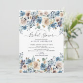 Waterverf Blue & Cream Floral Vrijgezellenfeest Kaart (Staand voorkant)