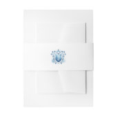 Waterverf Blue Crest Monogram bruiloft uitnodiging Uitnodigingen Wikkel (Voorkant Voorbeeld)