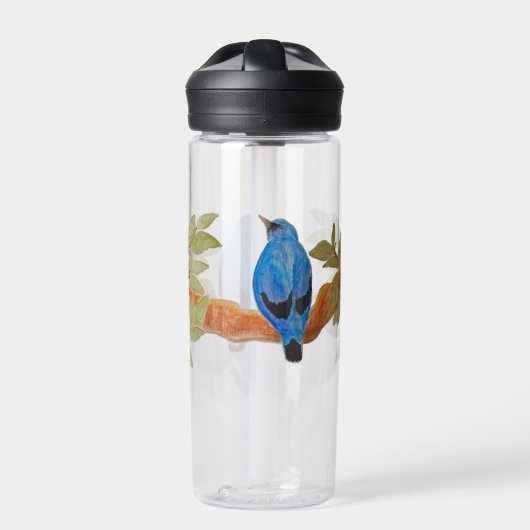 Waterverf Blue Cuckooshrike Artistic Bird Waterfles (Voorkant)