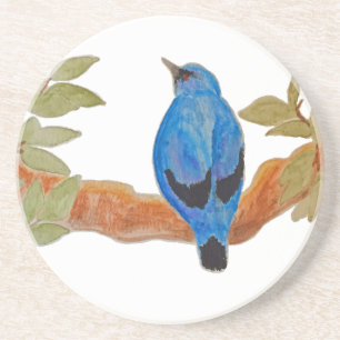Waterverf Blue Cuckooshrike Artistic Bird Zandsteen Onderzetter