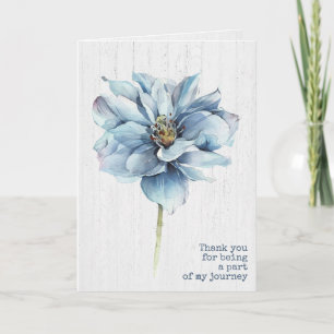 Waterverf Blue Dahlia over hout Hartelijk dank Kaart