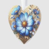 Waterverf Blue Daisy Ornament (voorkant)